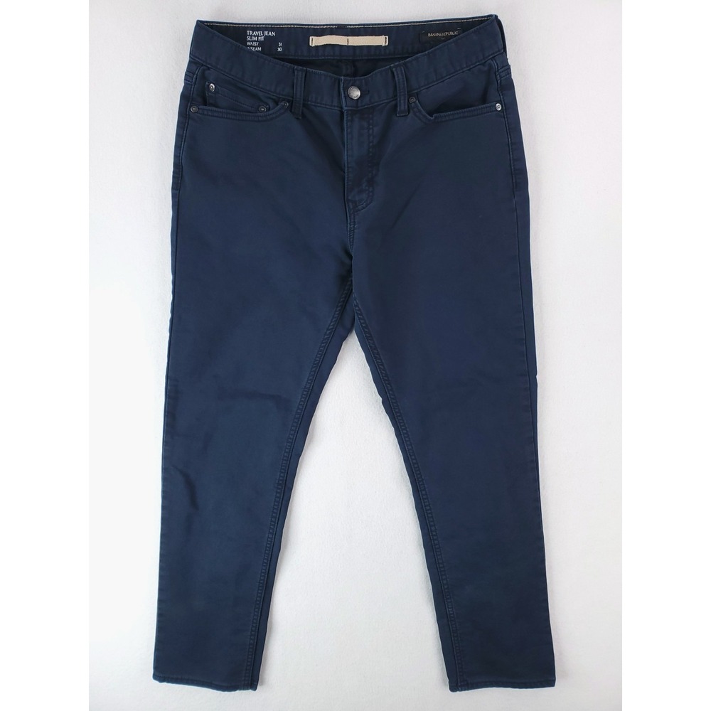Banana Republic Travel Jean Mens 31x30 Navy Blue Slim Fit Tapered Chino‎ Stretch